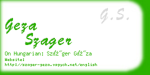 geza szager business card